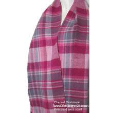 100% wool pink plaid scarf